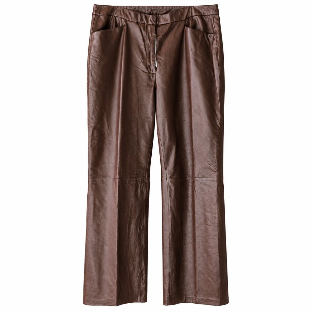 NWT Chadwick's Brown Genuine Leather Pants Straight Leg Lined Size 16 Tall